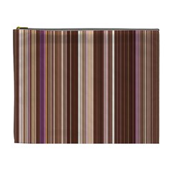 Brown Vertical Stripes Cosmetic Bag (xl) by BangZart