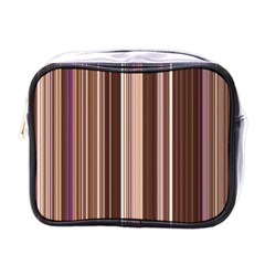 Brown Vertical Stripes Mini Toiletries Bags by BangZart