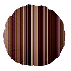 Brown Vertical Stripes Large 18  Premium Round Cushions by BangZart