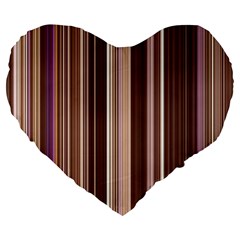 Brown Vertical Stripes Large 19  Premium Flano Heart Shape Cushions by BangZart