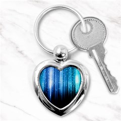 Blue Abstract Vectical Lines Key Chains (heart)  by BangZart