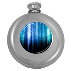 Blue Abstract Vectical Lines Round Hip Flask (5 Oz) by BangZart