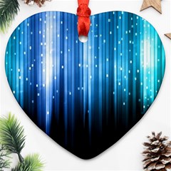 Blue Abstract Vectical Lines Heart Ornament (two Sides) by BangZart