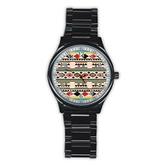 Tribal Pattern Stainless Steel Round Watch by BangZart