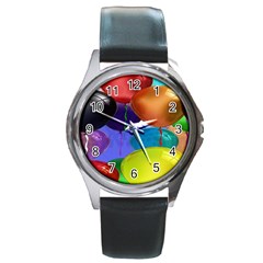 Colorful Balloons Render Round Metal Watch by BangZart