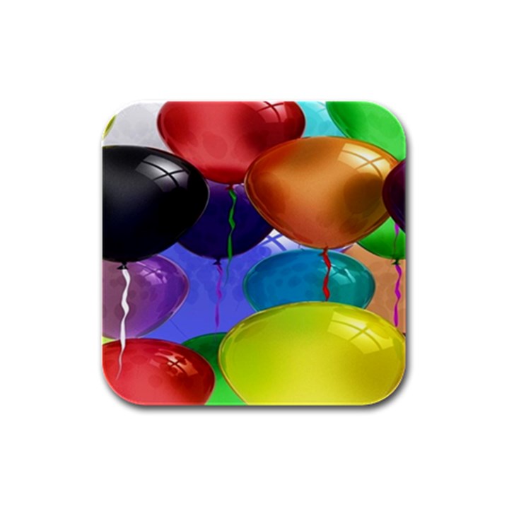 Colorful Balloons Render Rubber Square Coaster (4 pack) 