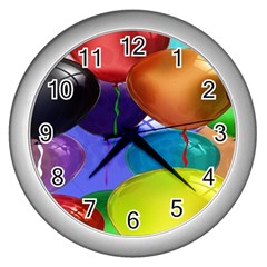 Colorful Balloons Render Wall Clocks (silver)  by BangZart