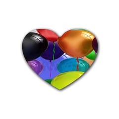 Colorful Balloons Render Rubber Coaster (heart)  by BangZart