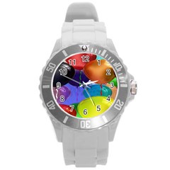 Colorful Balloons Render Round Plastic Sport Watch (l) by BangZart