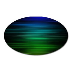 Blue And Green Lines Oval Magnet by BangZart