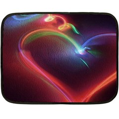 Neon Heart Fleece Blanket (mini) by BangZart