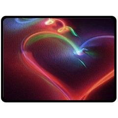 Neon Heart Fleece Blanket (large)  by BangZart