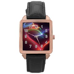 Neon Heart Rose Gold Leather Watch  by BangZart