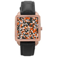 Camouflage Texture Patterns Rose Gold Leather Watch  by BangZart