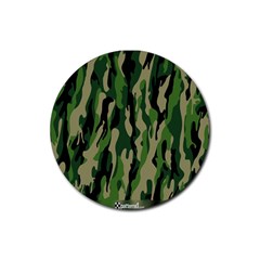 Green Military Vector Pattern Texture Rubber Coaster (round)  by BangZart