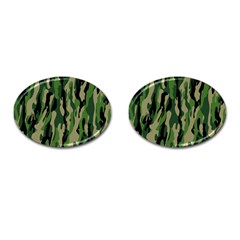 Green Military Vector Pattern Texture Cufflinks (oval) by BangZart