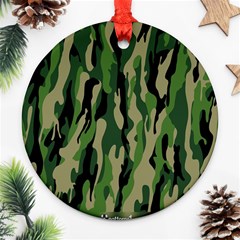 Green Military Vector Pattern Texture Round Ornament (two Sides) by BangZart