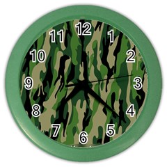 Green Military Vector Pattern Texture Color Wall Clocks by BangZart