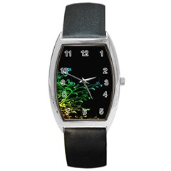 Abstract Colorful Plants Barrel Style Metal Watch by BangZart