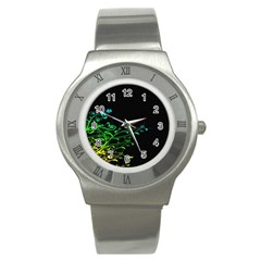 Abstract Colorful Plants Stainless Steel Watch by BangZart