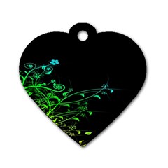 Abstract Colorful Plants Dog Tag Heart (two Sides) by BangZart