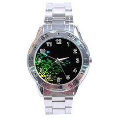 Abstract Colorful Plants Stainless Steel Analogue Watch by BangZart