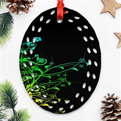 Abstract Colorful Plants Oval Filigree Ornament (two Sides) by BangZart