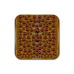 Angels In Gold And Flowers Of Paradise Rocks Rubber Coaster (square)  by pepitasart