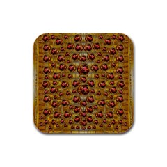 Angels In Gold And Flowers Of Paradise Rocks Rubber Square Coaster (4 Pack)  by pepitasart