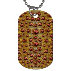 Angels In Gold And Flowers Of Paradise Rocks Dog Tag (one Side) by pepitasart