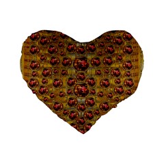 Angels In Gold And Flowers Of Paradise Rocks Standard 16  Premium Heart Shape Cushions by pepitasart