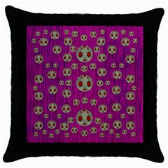 Ladybug In The Forest Of Fantasy Throw Pillow Case (black) by pepitasart