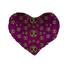 Ladybug In The Forest Of Fantasy Standard 16  Premium Heart Shape Cushions by pepitasart