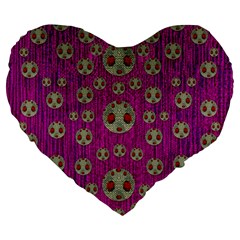 Ladybug In The Forest Of Fantasy Large 19  Premium Heart Shape Cushions by pepitasart