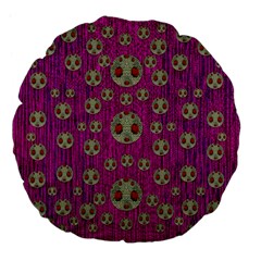 Ladybug In The Forest Of Fantasy Large 18  Premium Flano Round Cushions by pepitasart