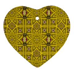 Stars And Flowers In The Forest Of Paradise Love Popart Ornament (heart) by pepitasart