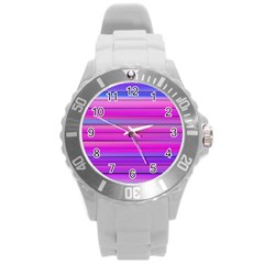 Cool Abstract Lines Round Plastic Sport Watch (l) by BangZart