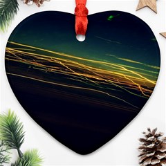 Night Lights Heart Ornament (two Sides) by BangZart