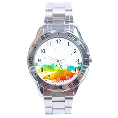 Colorful Abstract Stainless Steel Analogue Watch by BangZart