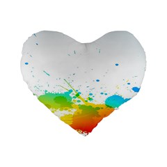 Colorful Abstract Standard 16  Premium Flano Heart Shape Cushions by BangZart