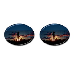 Art Sunset Anime Afternoon Cufflinks (oval) by BangZart