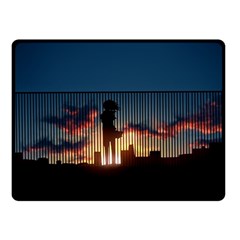 Art Sunset Anime Afternoon Double Sided Fleece Blanket (small)  by BangZart