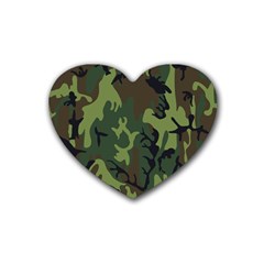 Military Camouflage Pattern Rubber Coaster (heart)  by BangZart