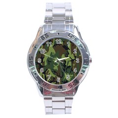 Military Camouflage Pattern Stainless Steel Analogue Watch by BangZart