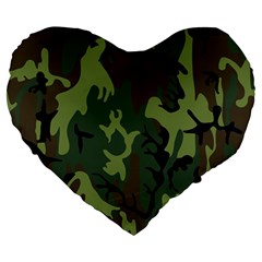 Military Camouflage Pattern Large 19  Premium Heart Shape Cushions by BangZart