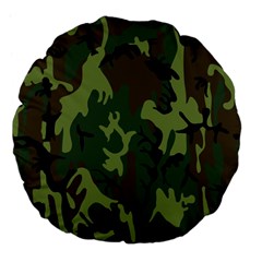 Military Camouflage Pattern Large 18  Premium Flano Round Cushions by BangZart