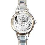 Enso, a Perfect Black and White Zen Fractal Circle Round Italian Charm Watch Front