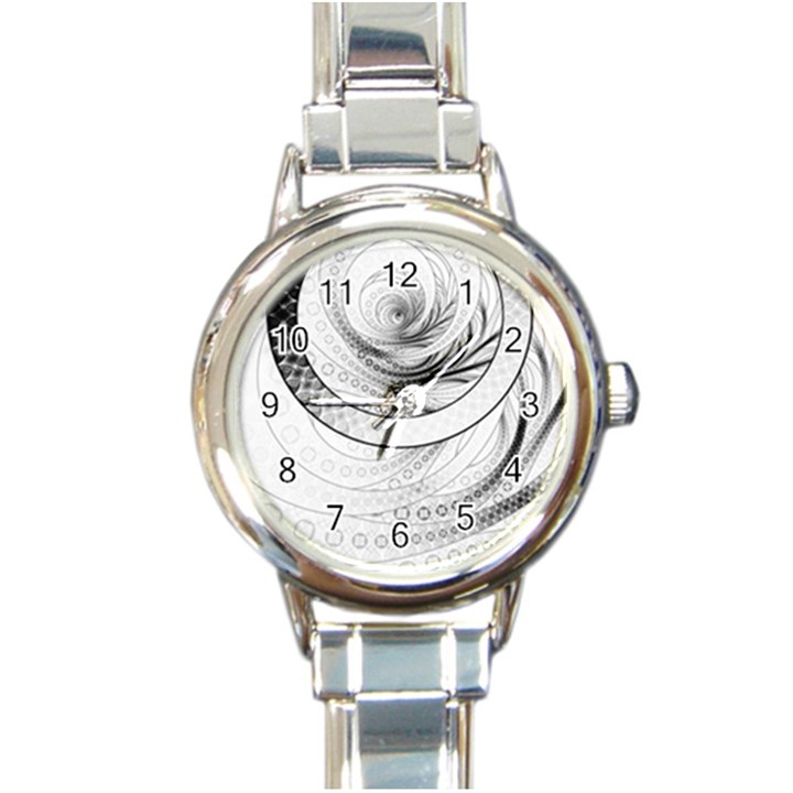 Enso, a Perfect Black and White Zen Fractal Circle Round Italian Charm Watch