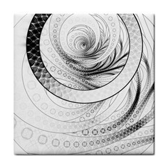 Enso, A Perfect Black And White Zen Fractal Circle Tile Coasters by jayaprime