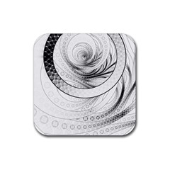 Enso, A Perfect Black And White Zen Fractal Circle Rubber Coaster (square)  by jayaprime